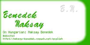 benedek maksay business card